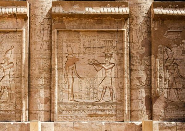 Reliefs and Hieroglyphs on Wall
